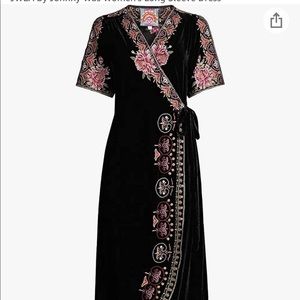 Johnny Was BlackVelvet Embroidered Dress